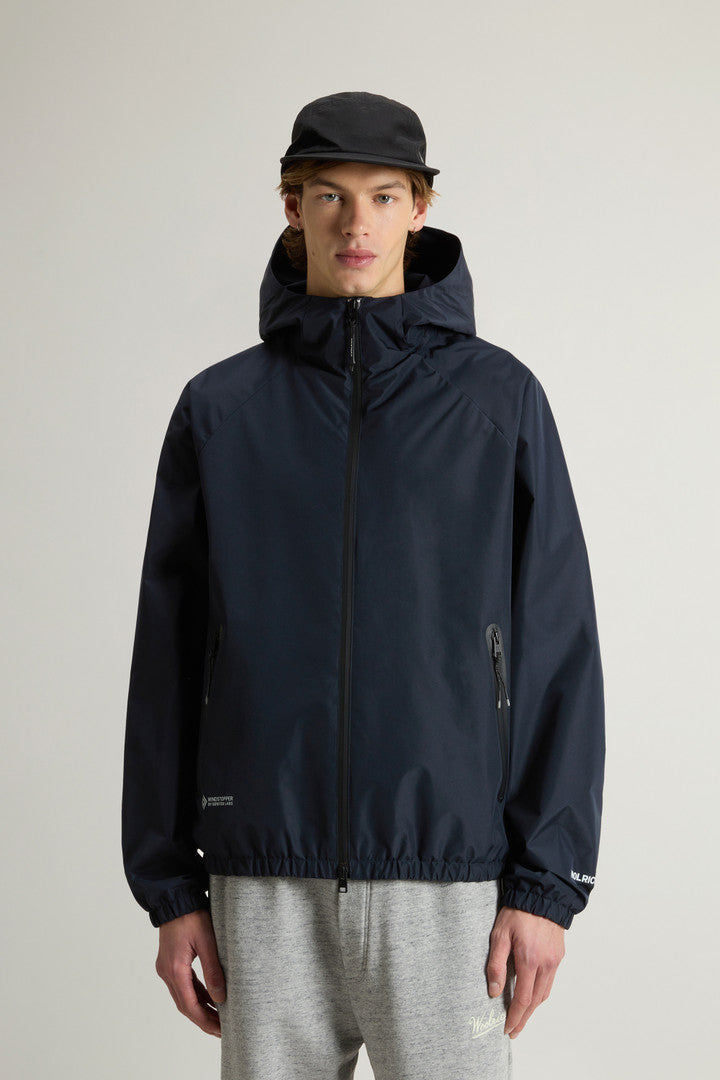 Hooded Jacket in WINDSTOPPER GORE-TEX (Melton Blue) - Main View