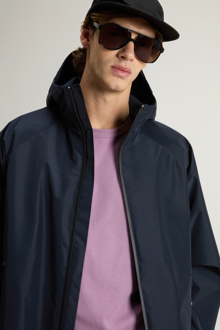 Hooded Jacket in WINDSTOPPER GORE-TEX (Melton Blue) - Detail View 3