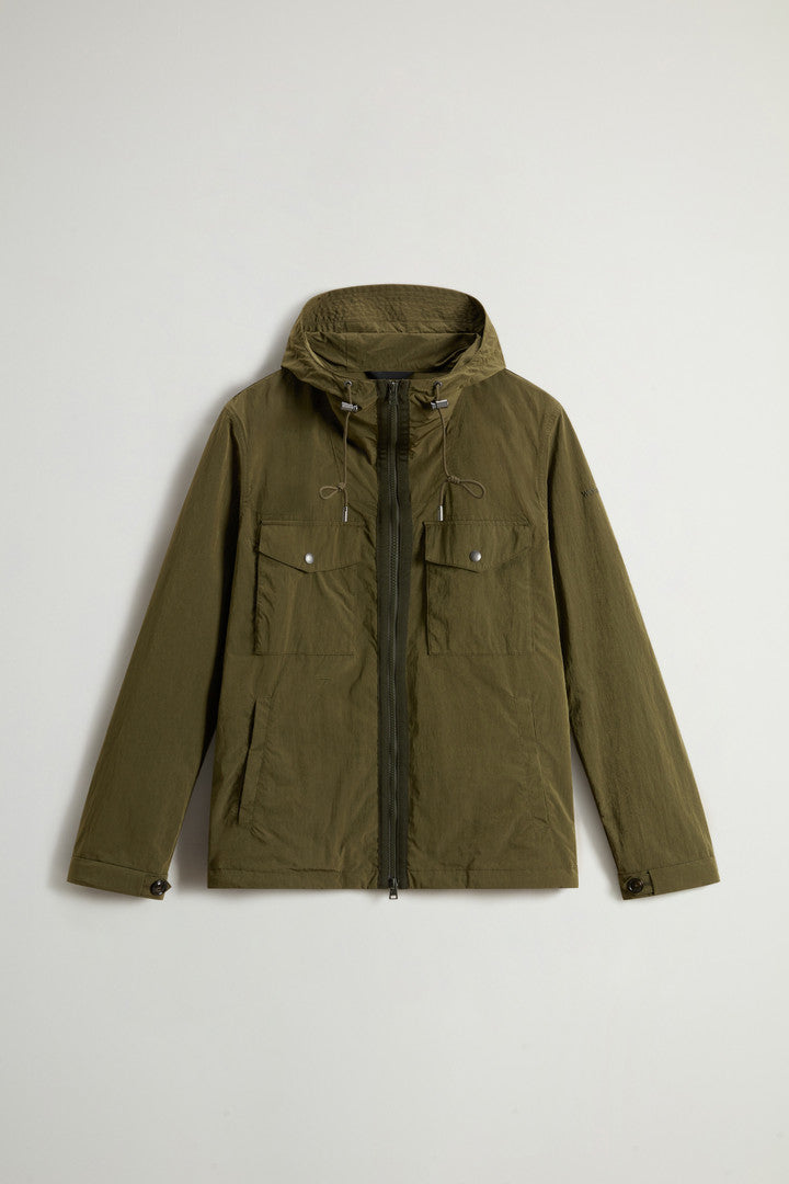 Hooded Nylon-Blend Jacket (Greenstone) - Main View