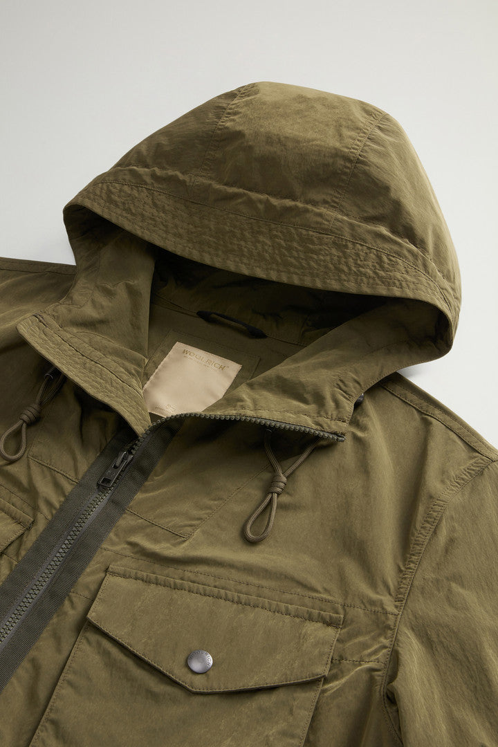 Hooded Nylon-Blend Jacket (Greenstone) - Detail View 5