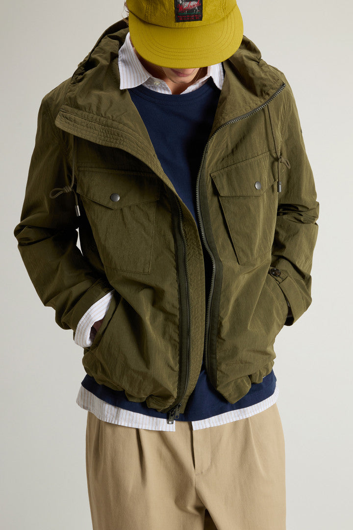 Hooded Nylon-Blend Jacket (Greenstone) - Detail View 4