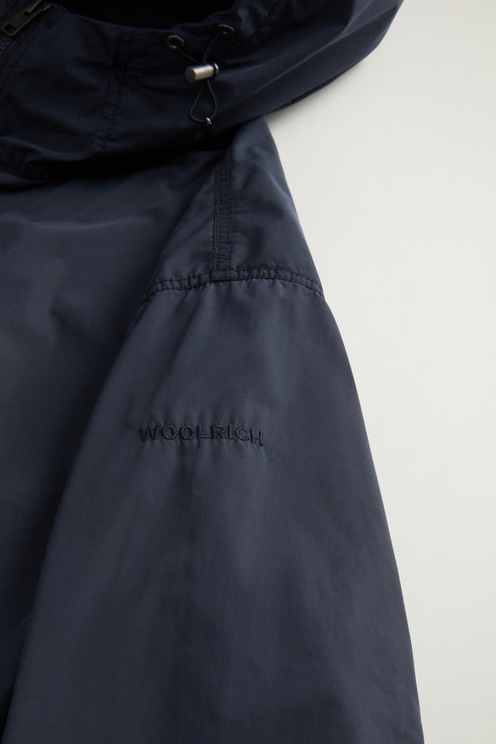 Garment-Dyed Long Jacket in Peached Urban Touch (Melton Blue) - Detail View 6
