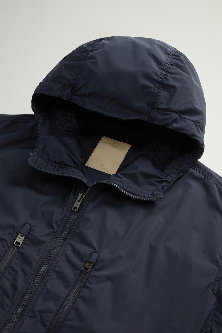 Garment-Dyed Long Jacket in Peached Urban Touch (Melton Blue) - Detail View 5