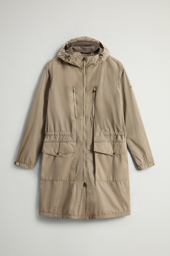 Garment-Dyed Long Jacket in Peached Urban Touch (Melton Blue) - Detail View 10