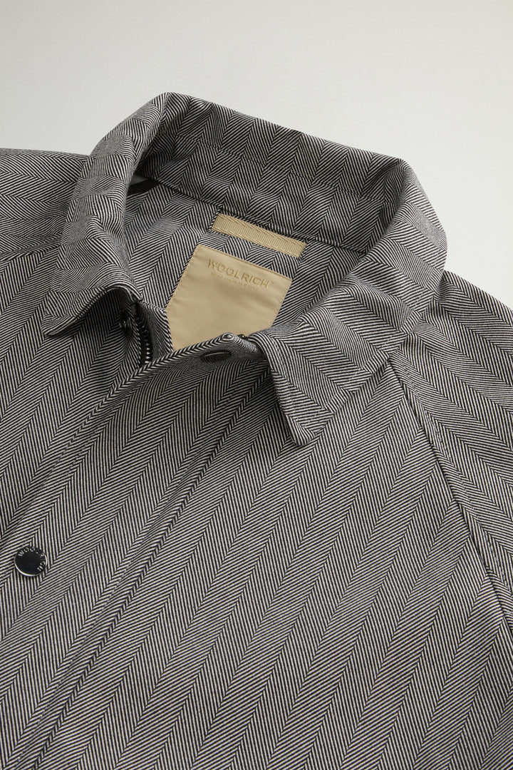 Yarn-Dyed Jacket in Three-Layer Fabric (Cream Herringbone) - Detail View 5