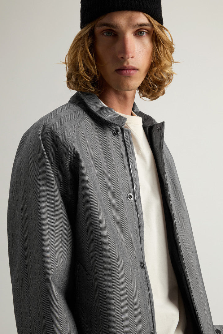 Yarn-Dyed Jacket in Three-Layer Fabric (Cream Herringbone) - Detail View 4