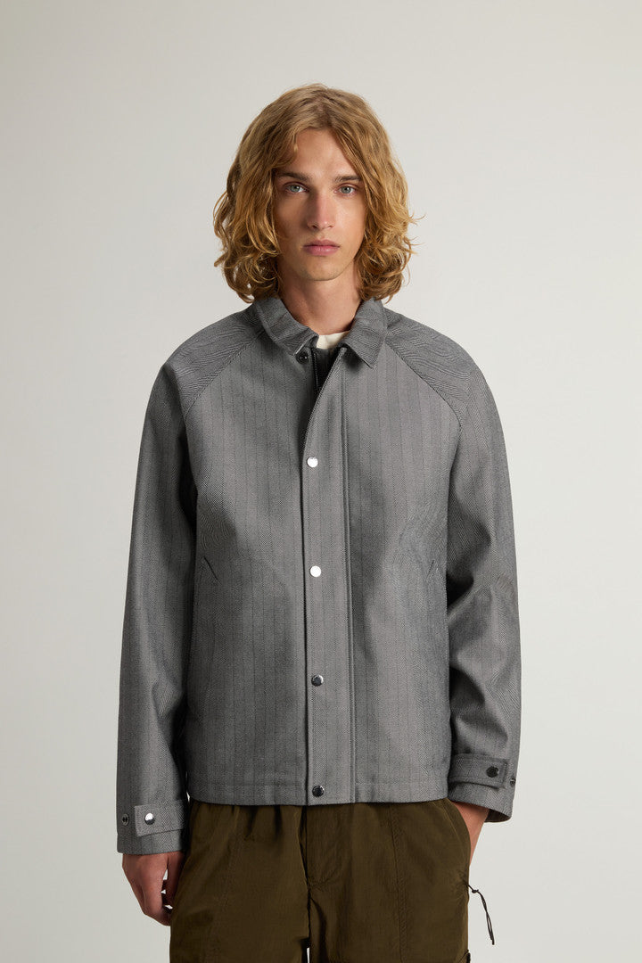Yarn-Dyed Jacket in Three-Layer Fabric (Cream Herringbone) - Main View