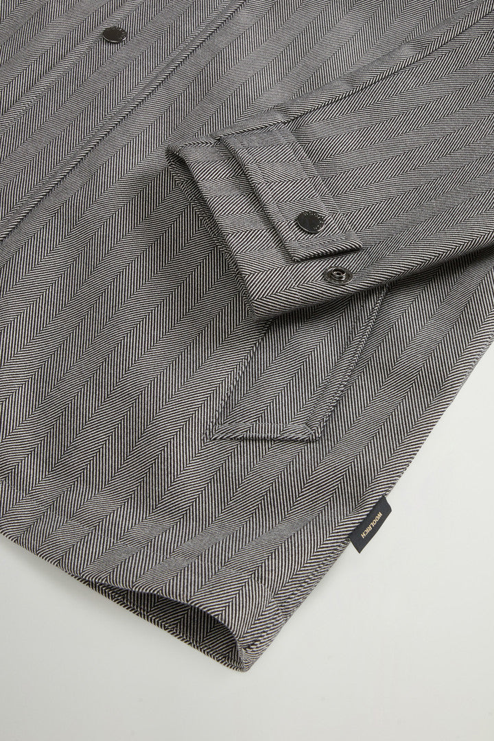 Yarn-Dyed Jacket in Three-Layer Fabric (Cream Herringbone) - Detail View 6