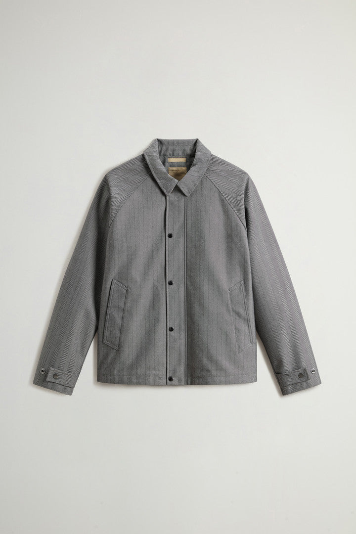 Yarn-Dyed Jacket in Three-Layer Fabric (Cream Herringbone) - Main View