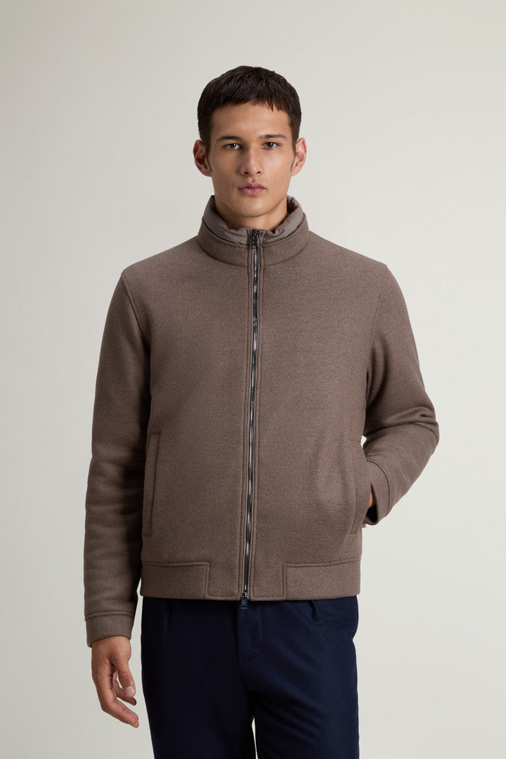 Lewis Bomber Jacket in Wool and Cotton Blend (Falcon) - Detail View 1