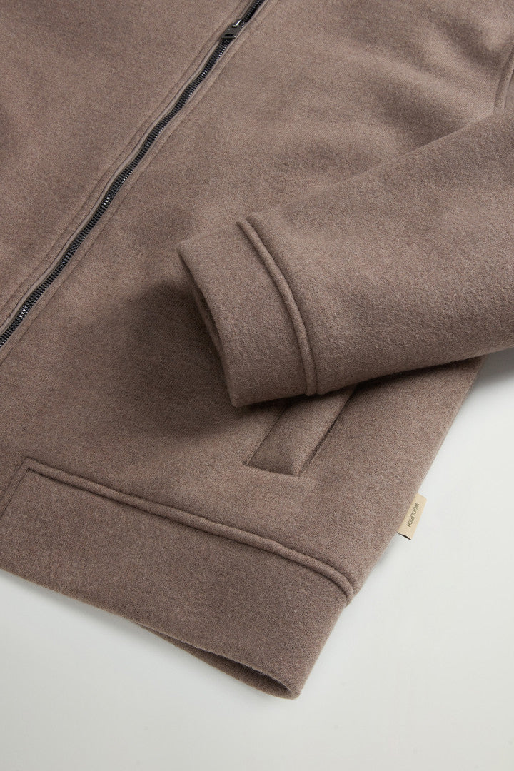 Lewis Bomber Jacket in Wool and Cotton Blend (Melton Blue) - Detail View 7