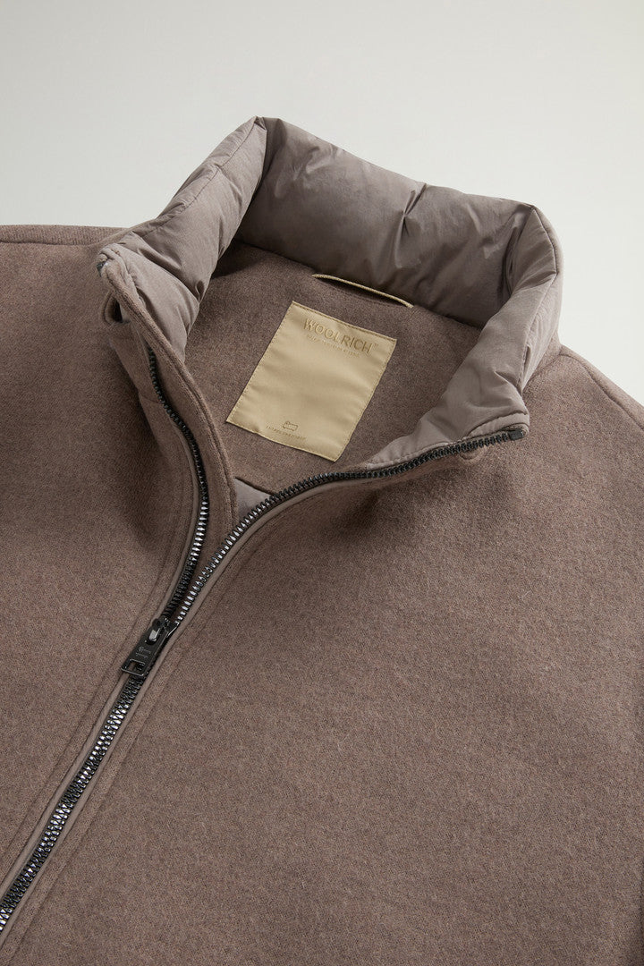Lewis Bomber Jacket in Wool and Cotton Blend (Melton Blue) - Detail View 6