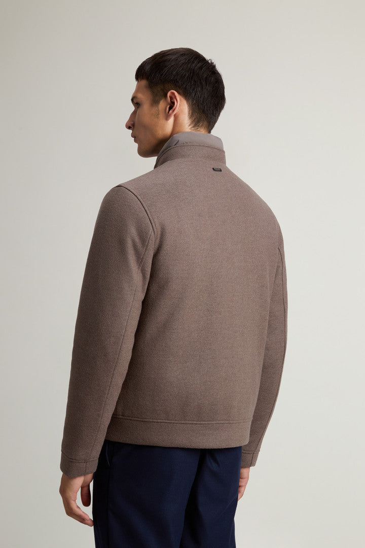 Lewis Bomber Jacket in Wool and Cotton Blend (Falcon) - Detail View 3