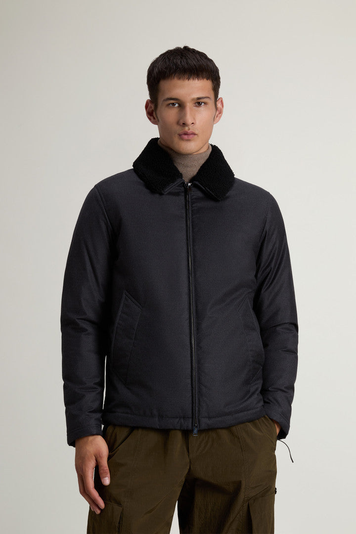 Jacket in Pure Italian Wool Crafted Using a Loro Piana Fabric (Graphite Melange) - Detail View 1