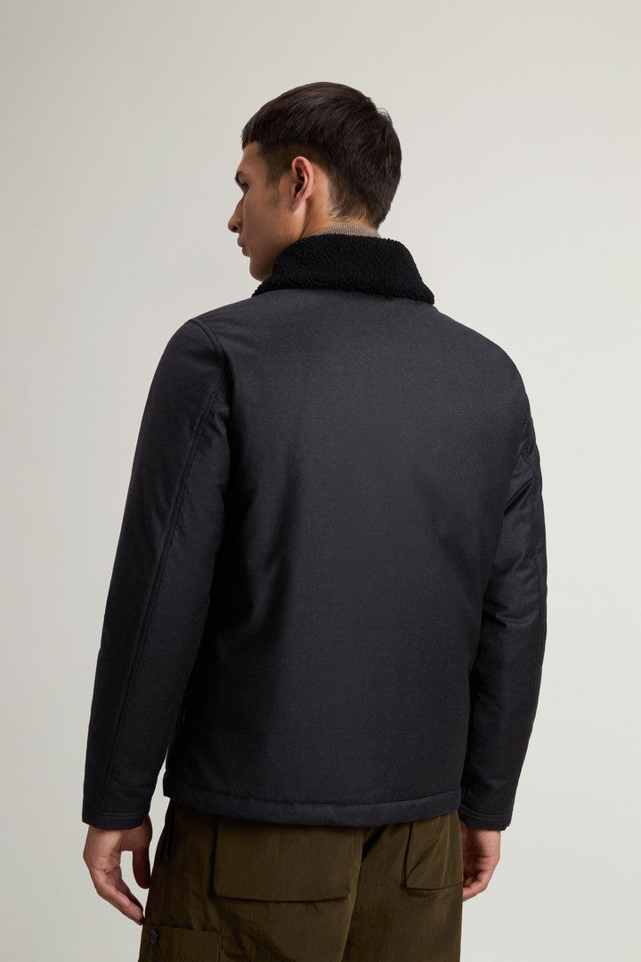 Jacket in Pure Italian Wool Crafted Using a Loro Piana Fabric (Graphite Melange) - Detail View 3