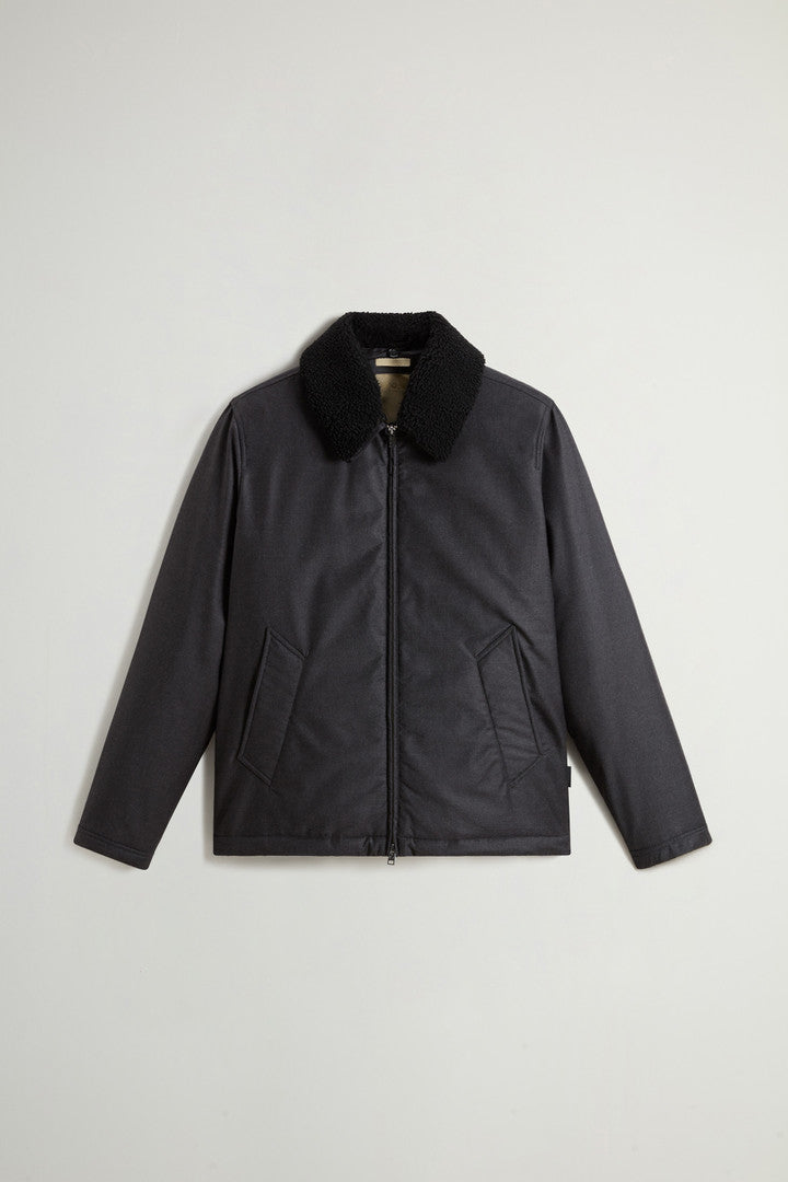 Jacket in Pure Italian Wool Crafted Using a Loro Piana Fabric (Graphite Melange) - Main View
