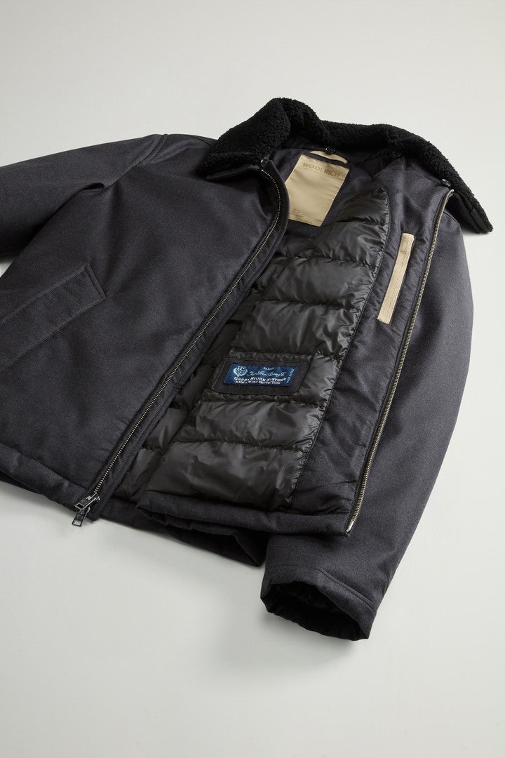 Jacket in Pure Italian Wool Crafted Using a Loro Piana Fabric (Graphite Melange) - Detail View 7