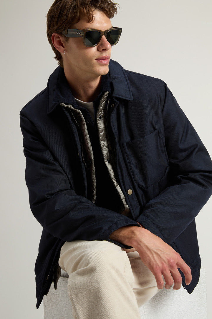 Padded Overshirt in Recycled CORDURA® Nylon (Wine) - Detail View 3