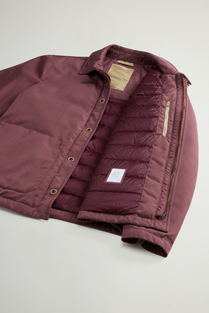 Padded Overshirt in Recycled CORDURAÂ® Nylon (Wine) - Detail View 7