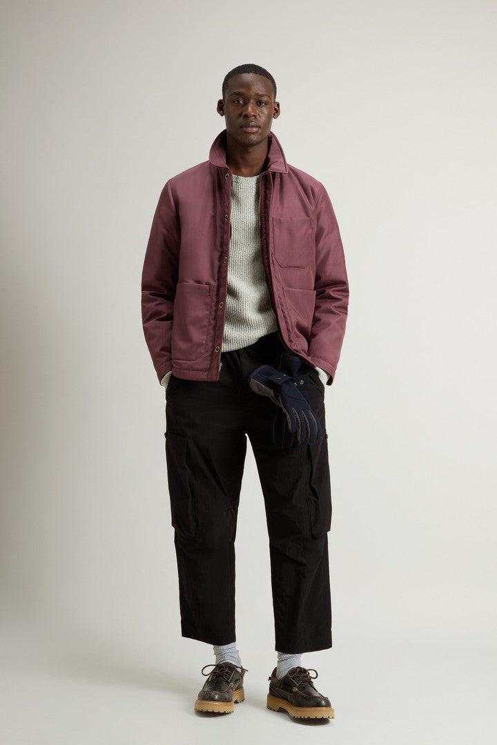 Padded Overshirt in Recycled CORDURAÂ® Nylon (Wine) - Detail View 1