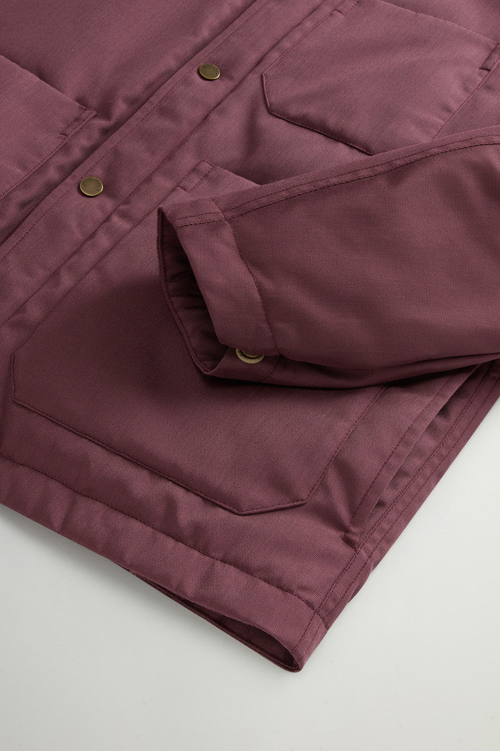 Padded Overshirt in Recycled CORDURAÂ® Nylon (Wine) - Detail View 6