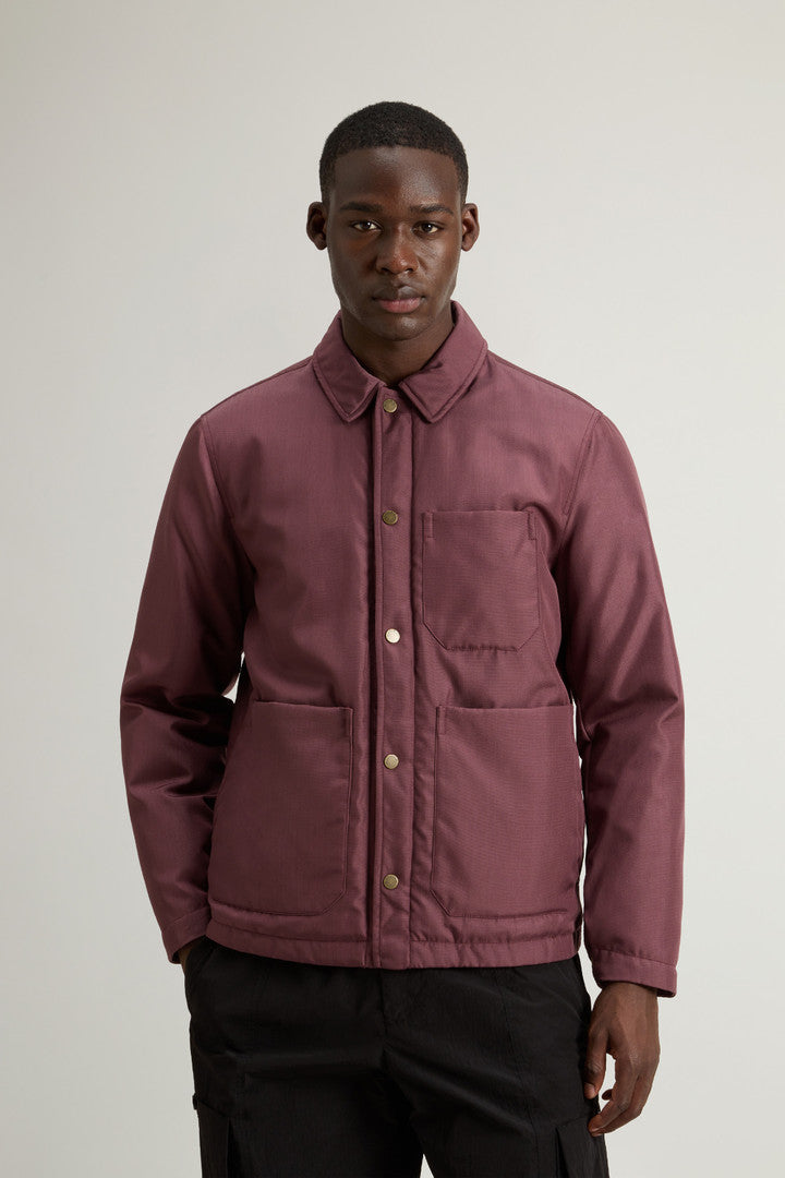 Padded Overshirt in Recycled CORDURAÂ® Nylon (Wine) - Main View