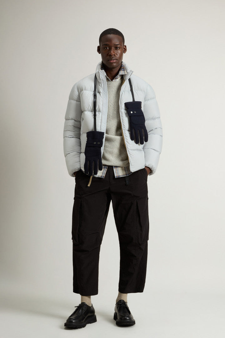 Cloud Down Jacket in Microfiber (Melton Blue) - Detail View 1