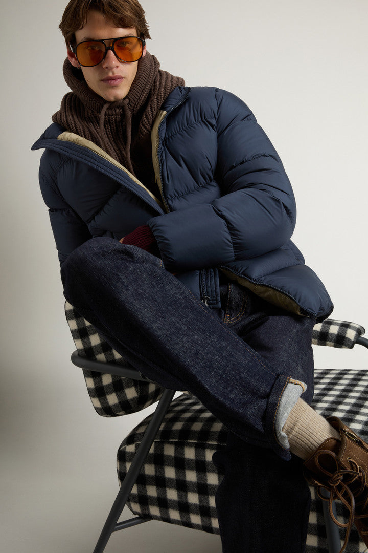 Cloud Down Jacket in Microfiber (Melton Blue) - Detail View 3