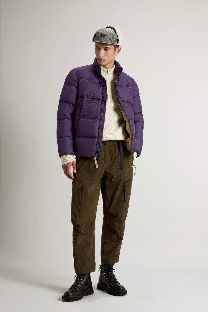Cloud Down Jacket in Microfiber (Melton Blue) - Detail View 1