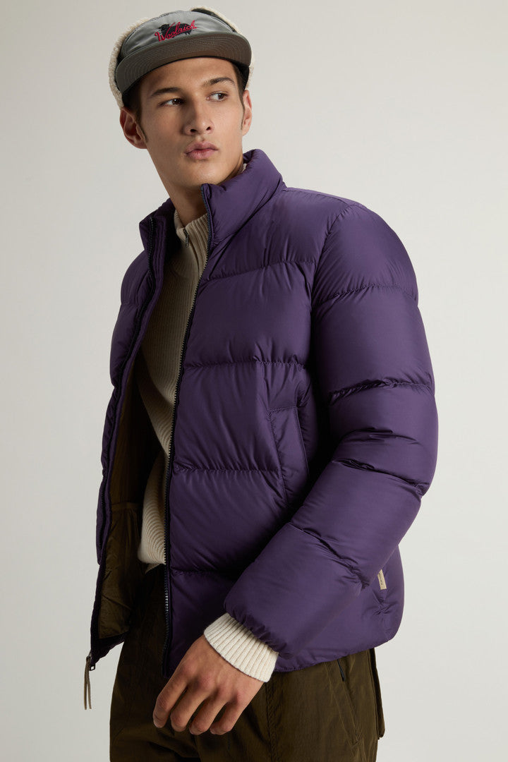 Cloud Down Jacket in Microfiber (Melton Blue) - Detail View 3