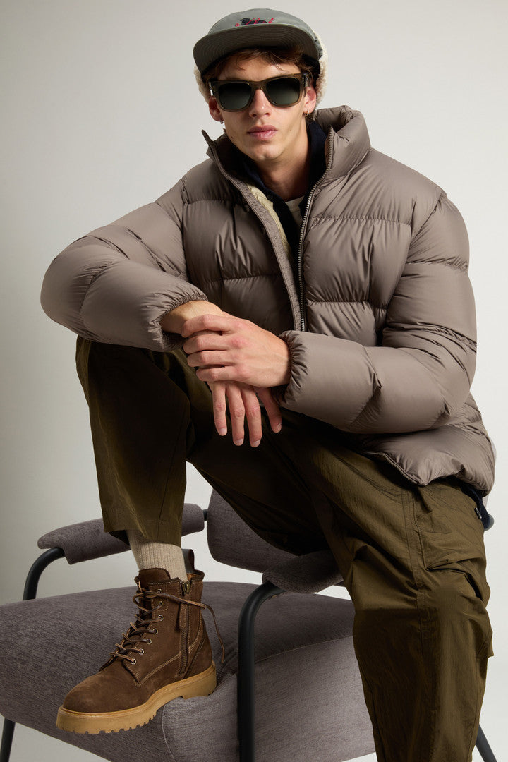 Cloud Down Jacket in Microfiber (Melton Blue) - Detail View 3