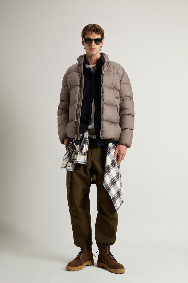 Cloud Down Jacket in Microfiber (Melton Blue) - Detail View 1