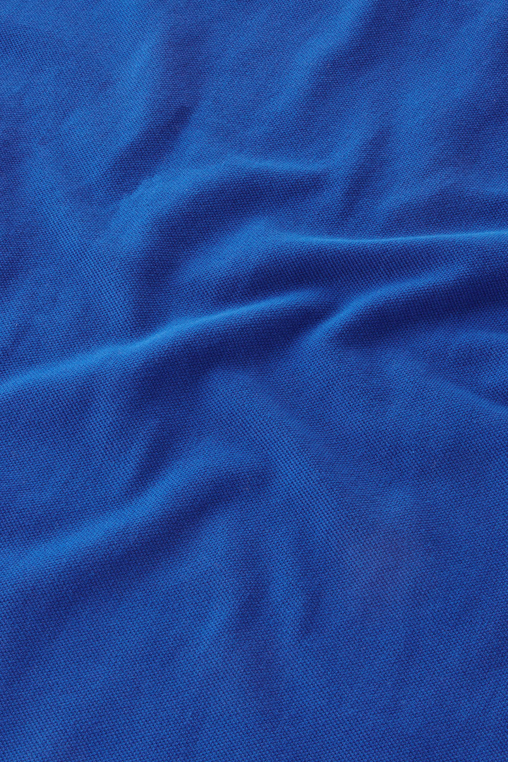Polo Shirt in Pure Cotton Piquet (Union Blue) - Detail View 3