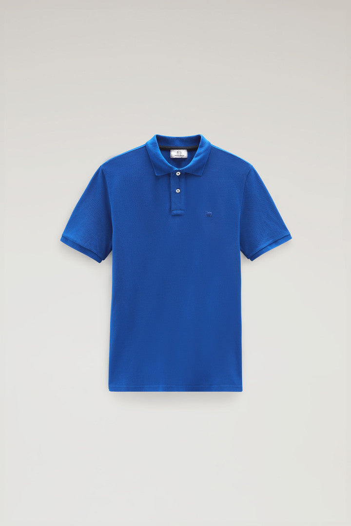 Polo Shirt in Pure Cotton Piquet (Union Blue) - Main View