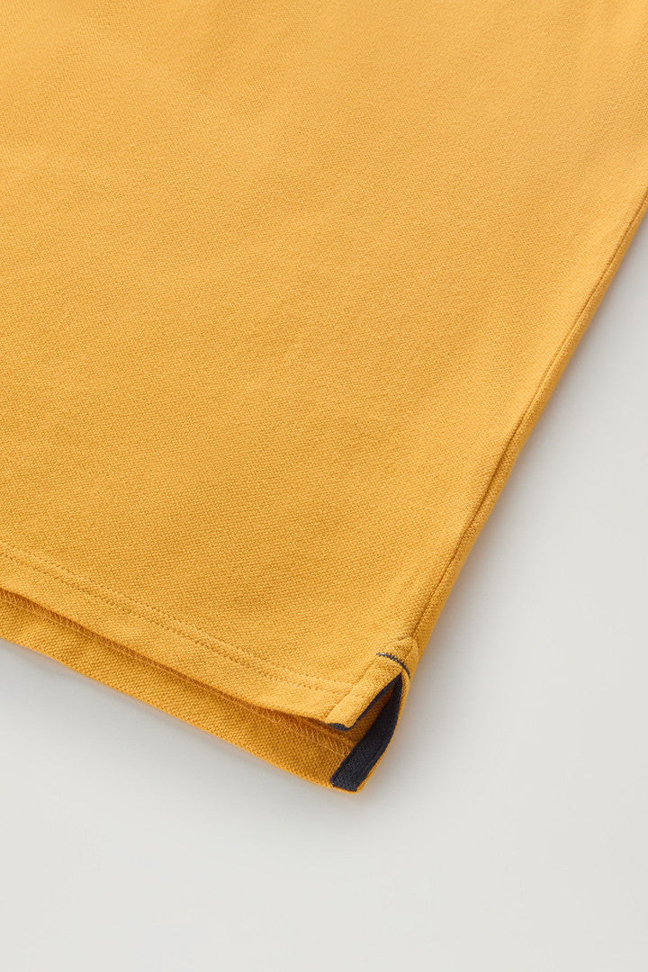 Piquet Polo Shirt in Pure Cotton (Golden Glow) - Detail View 2