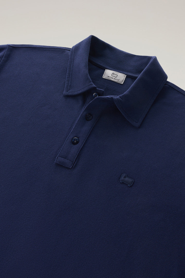 Pure Cotton Piquet Polo Shirt (Maritime Blue) - Detail View 1