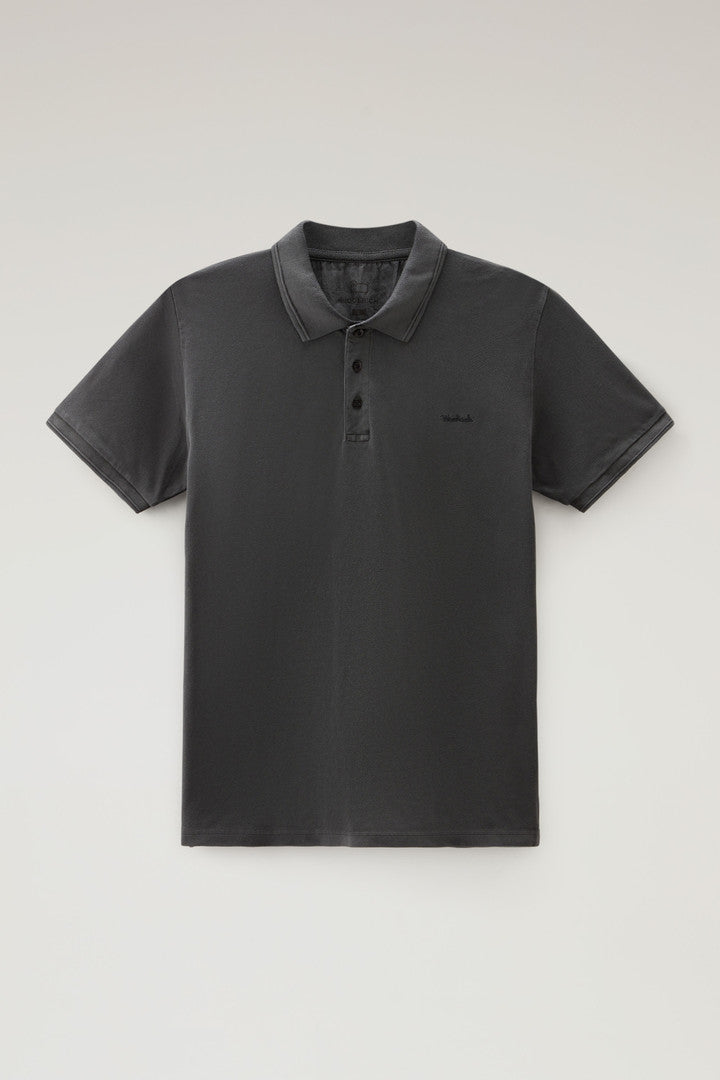 Garment-Dyed Mackinack Polo in Stretch Cotton Piquet (Barbados Cherry) - Detail View 16