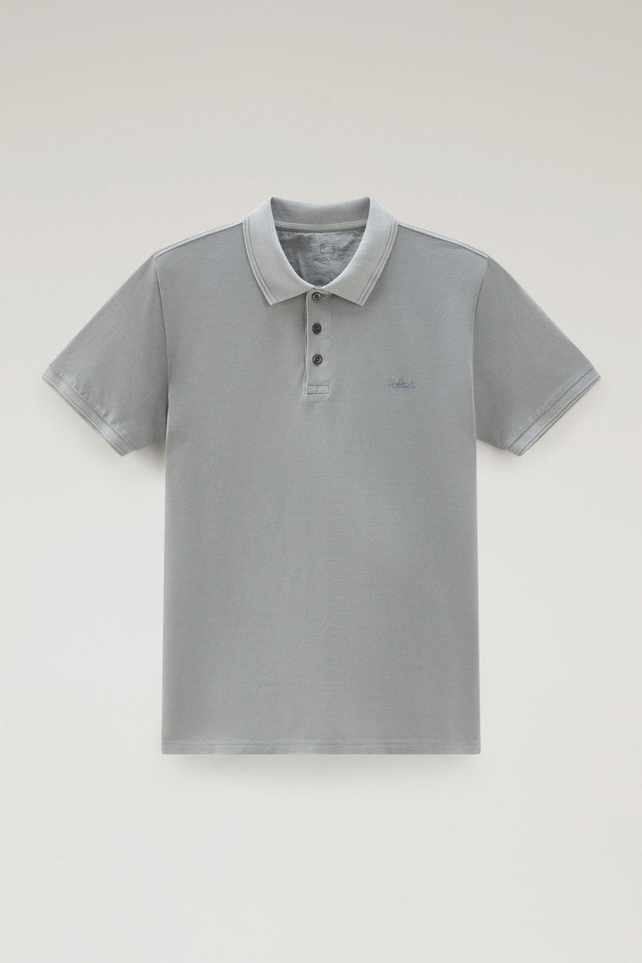 Garment-Dyed Mackinack Polo in Stretch Cotton Piquet (Barbados Cherry) - Detail View 15