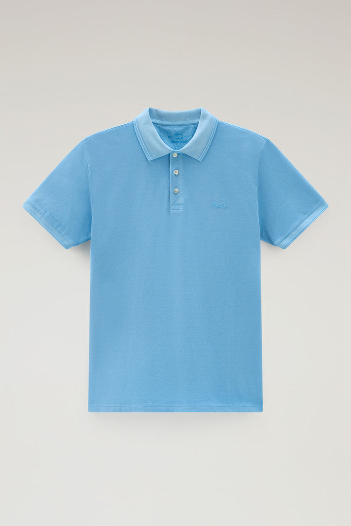 Garment-Dyed Mackinack Polo in Stretch Cotton Piquet (Barbados Cherry) - Detail View 14