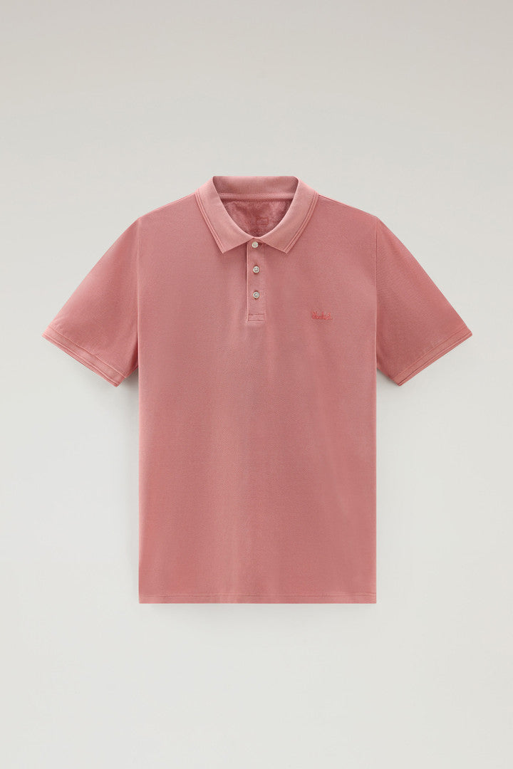 Garment-Dyed Mackinack Polo in Stretch Cotton Piquet (Barbados Cherry) - Detail View 12