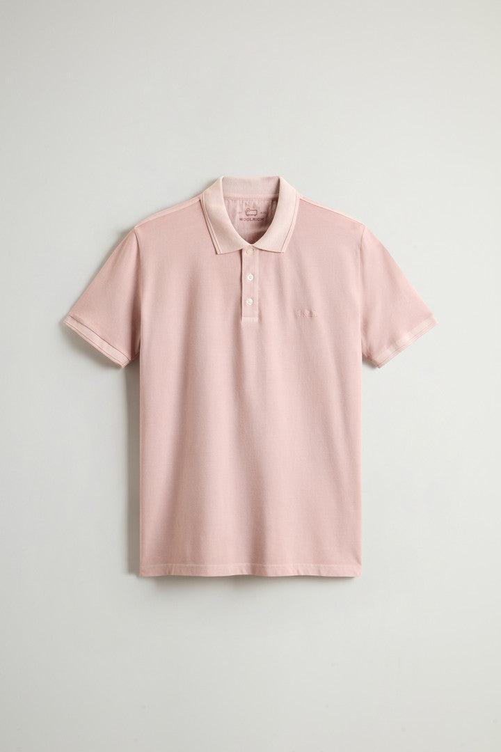 Garment-Dyed Mackinack Polo in Stretch Cotton Piquet (Barbados Cherry) - Detail View 18