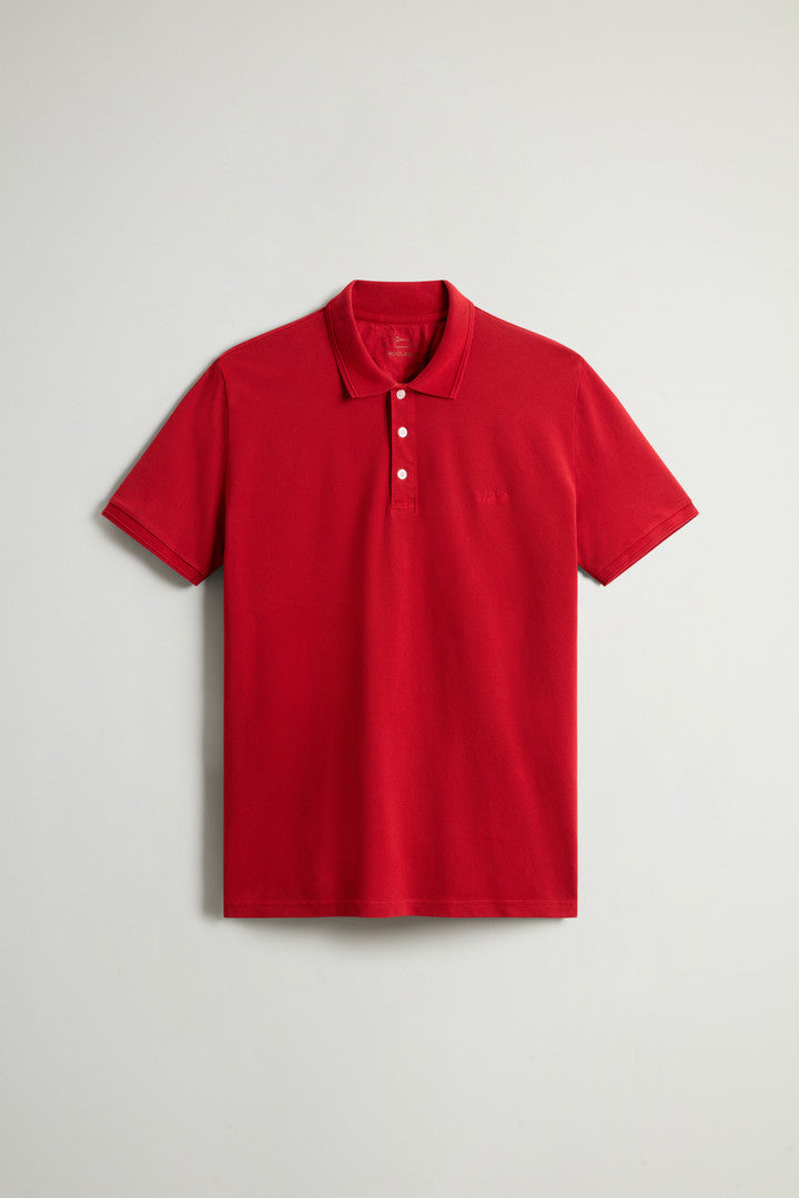 Garment-Dyed Mackinack Polo in Stretch Cotton Piquet (Barbados Cherry) - Main View