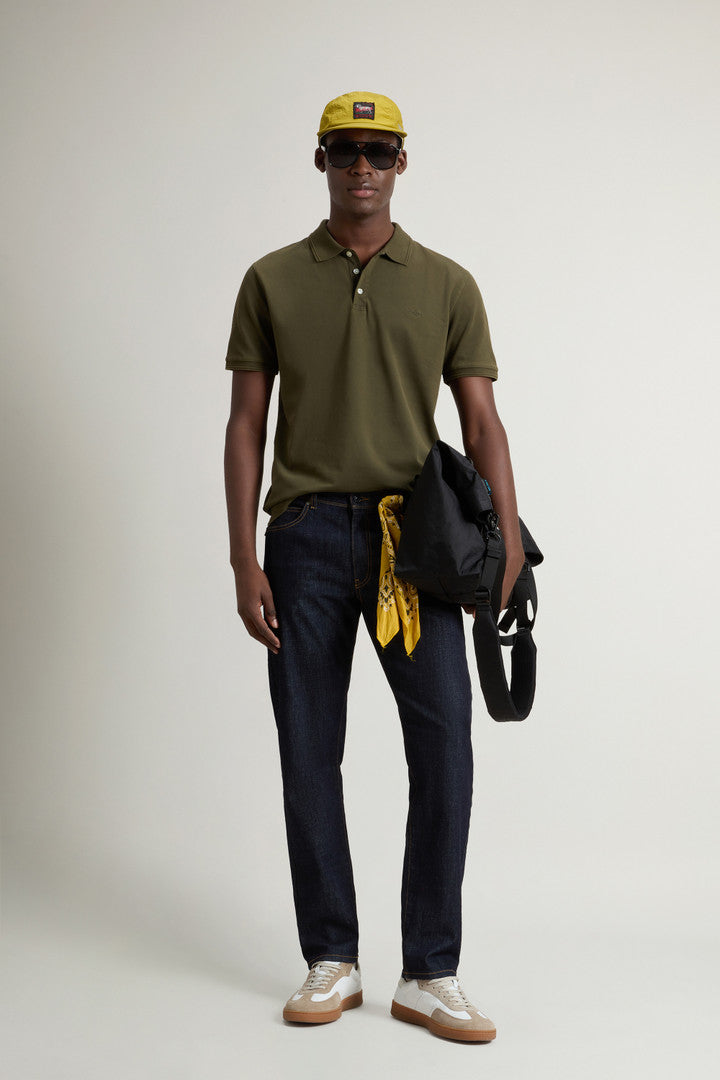 Garment-Dyed Mackinack Polo in Stretch Cotton Piquet (Barbados Cherry) - Detail View 2