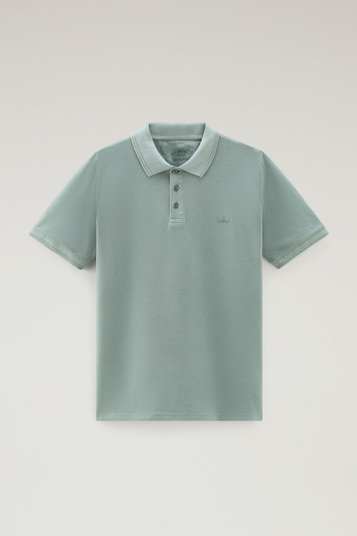 Garment-Dyed Mackinack Polo in Stretch Cotton Piquet (Barbados Cherry) - Detail View 10