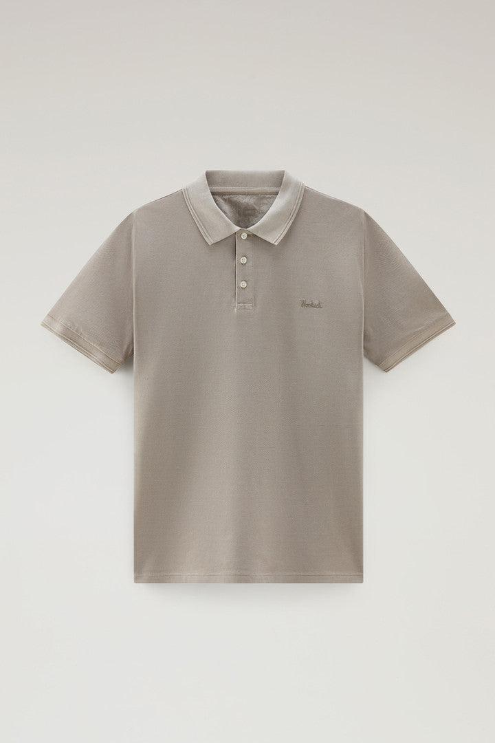 Garment-Dyed Mackinack Polo in Stretch Cotton Piquet (Barbados Cherry) - Detail View 9
