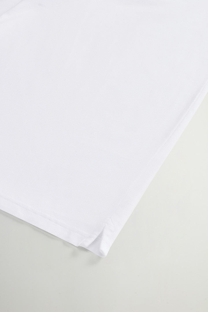 Monterey Polo Shirt in Stretch Cotton Piquet with Striped Edges (Alaskan Blue) - Detail View 7