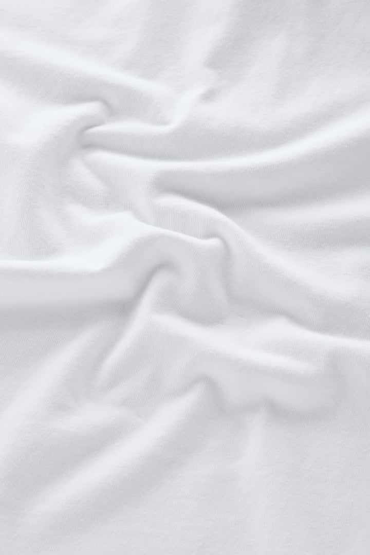 Long-Sleeved Polo Shirt in Pure Cotton (Bright White) - Detail View 3