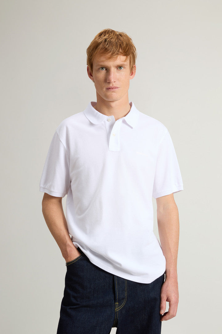 Pure Cotton Pique Polo (Light Grey Melange) - Detail View 1