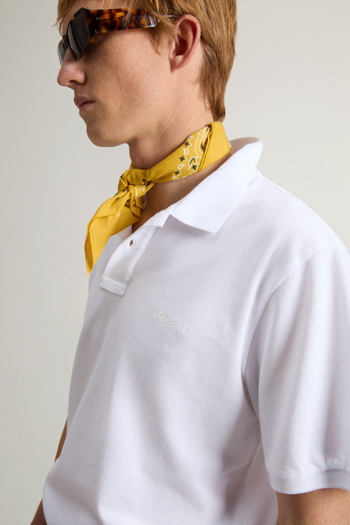 Pure Cotton Pique Polo (Bright White) - Detail View 4