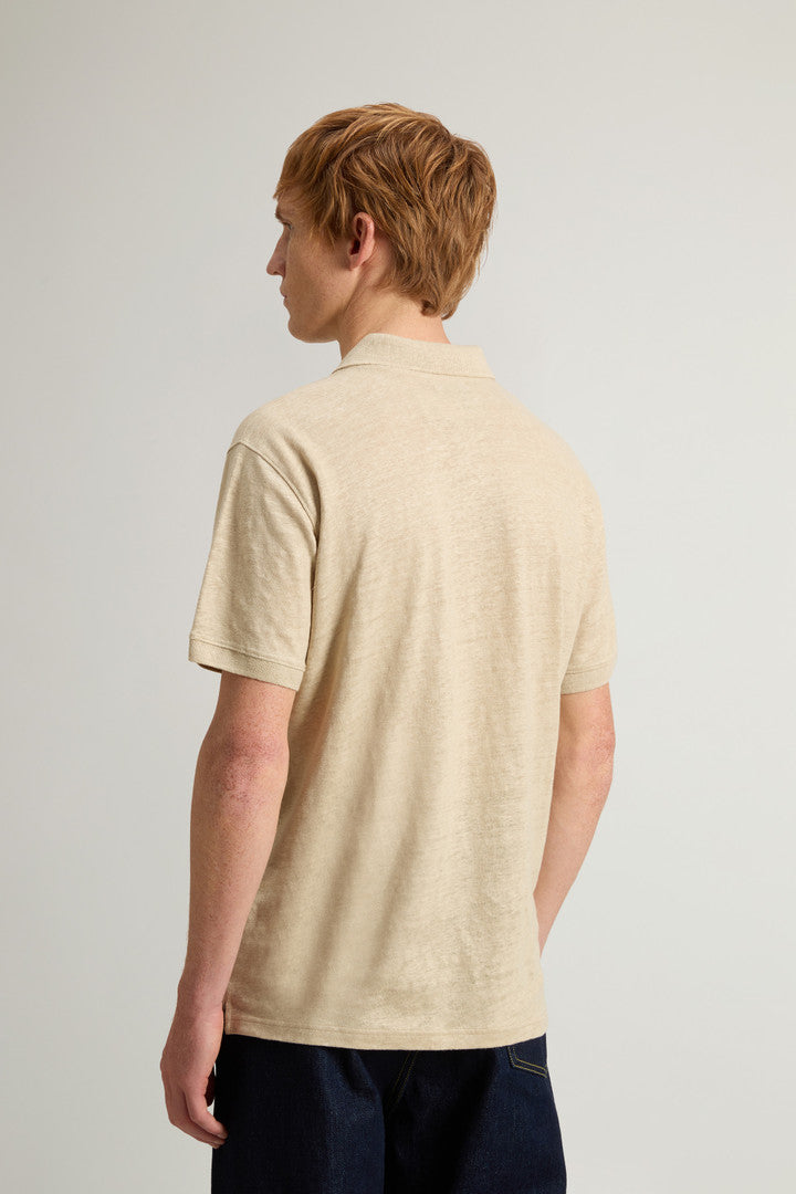Pure Linen Polo Shirt (White Pepper) - Detail View 3